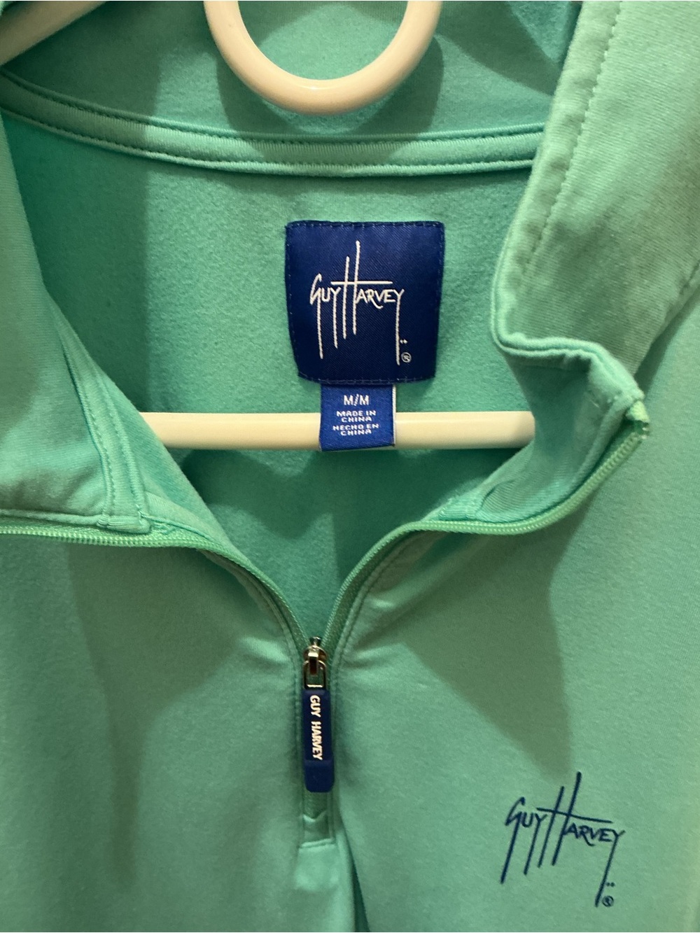 Guy Harvey Men's Long Sleeve Performance Pullover in Teal Medium